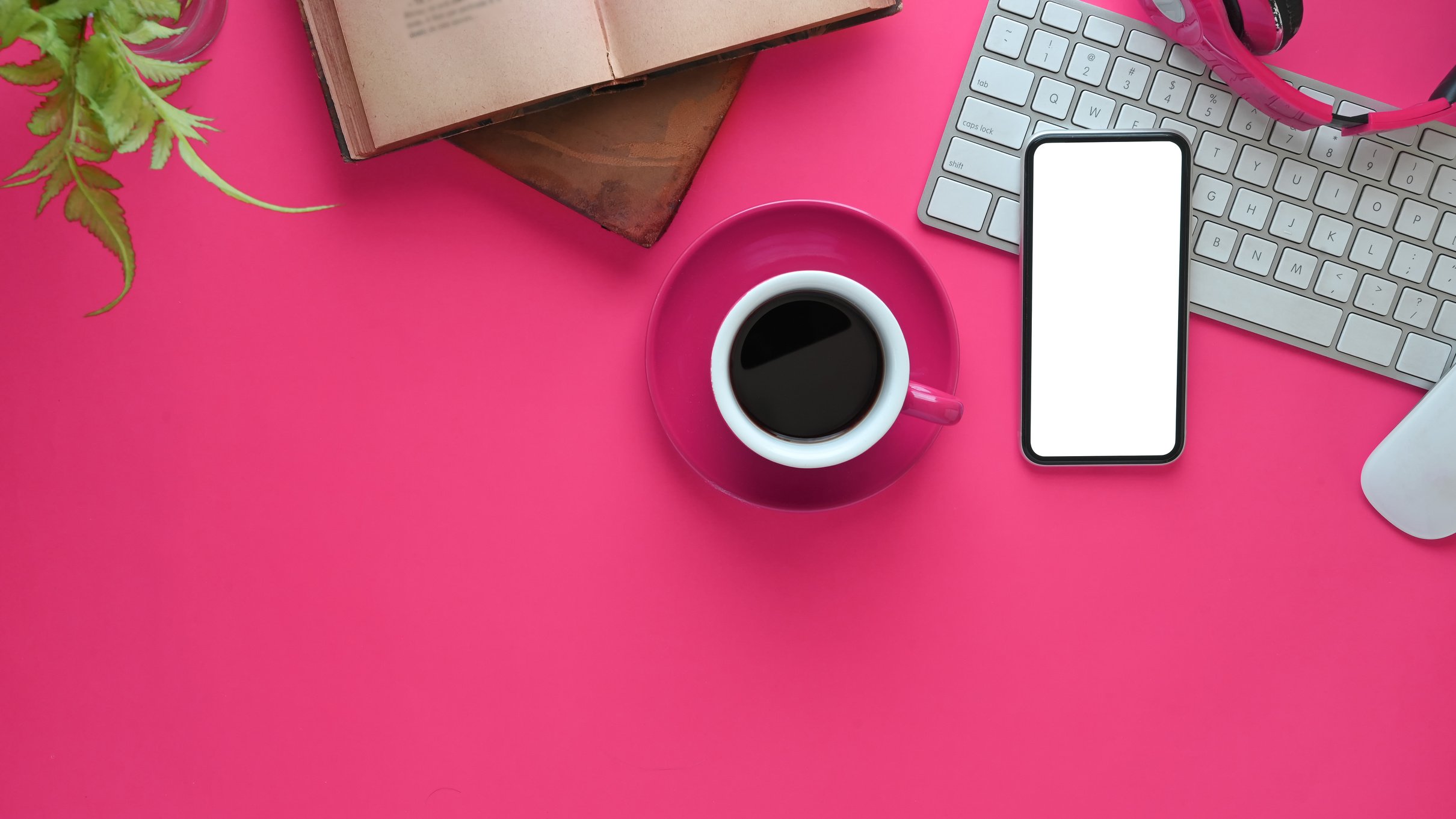 Top View Image of Pink Working Desk